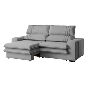 Sofá 2 Lugares Retrátil Noruega 180 Cm Veludo Pés Tabaco - D`rossi Cor Cinza