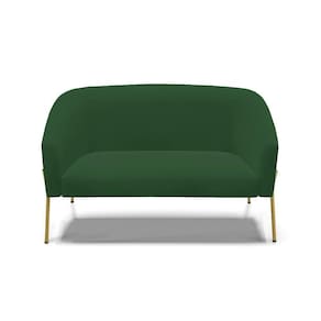 Sofá Namoradeira 2 Lugares Pé De Ferro Dourado Stella Veludo Verde D03 - D`rossi