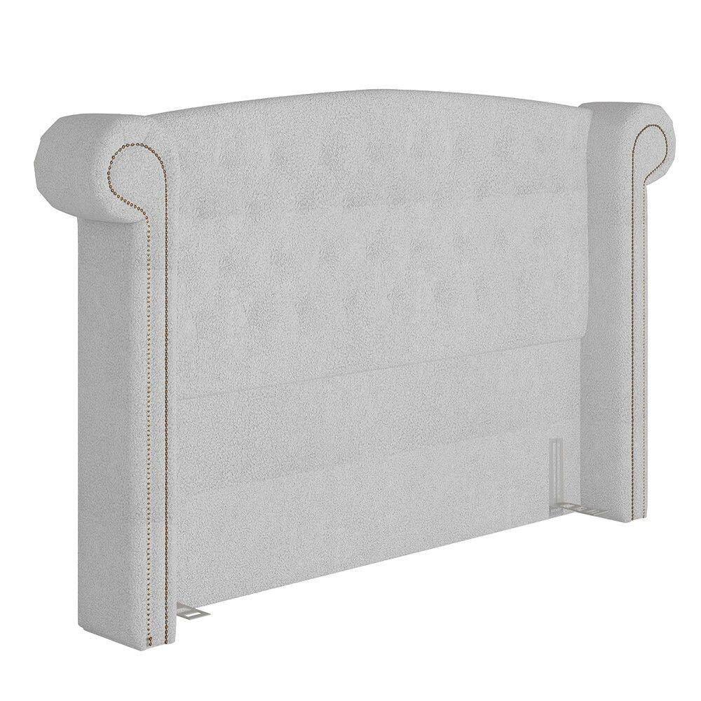 Cabeceira Cama Box King 195cm Provença P02 Bouclé Branco - Mpozenato