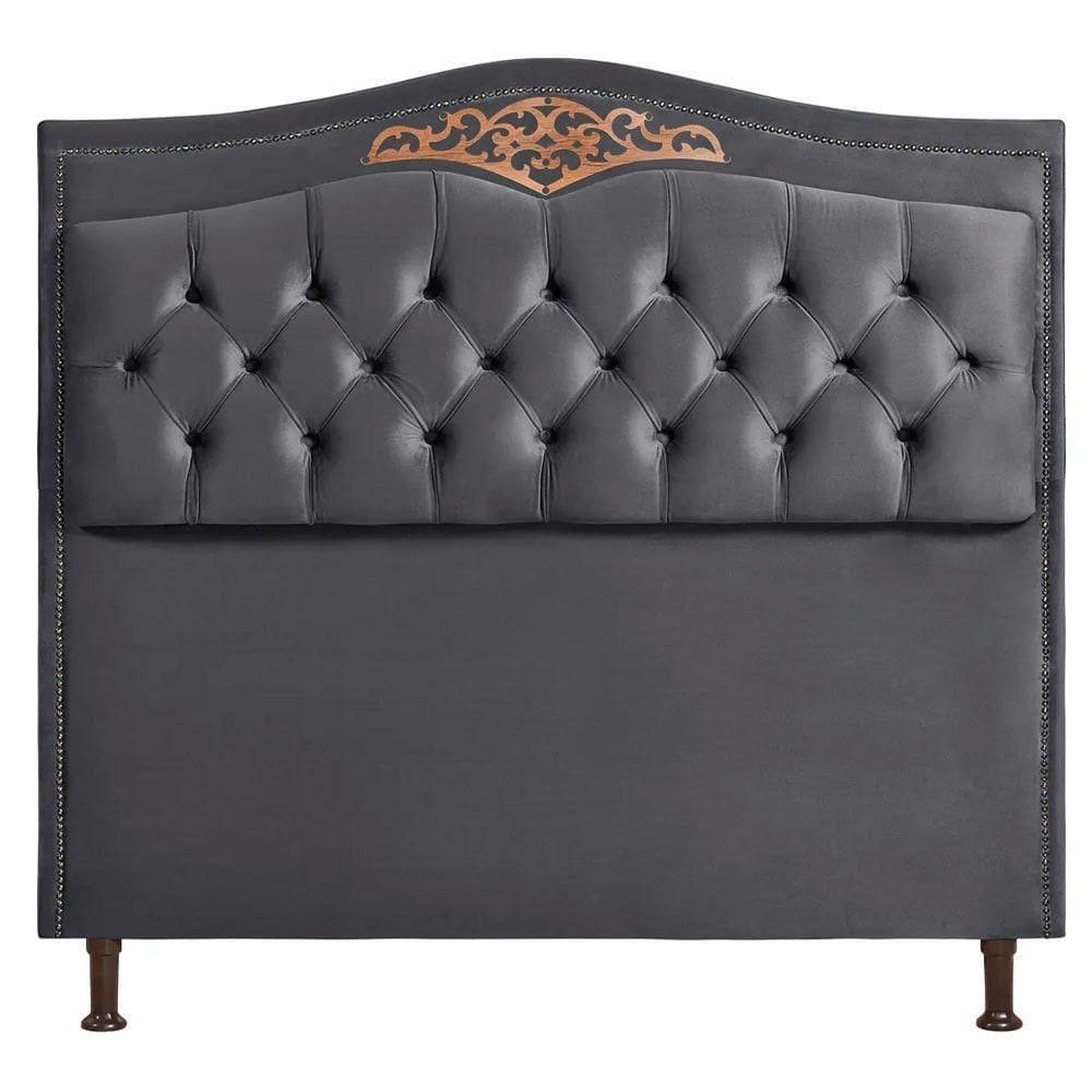 Cabeceira Holanda 195cm King Size Estofada Veludo Star Confort Cinza Chumbo
