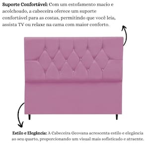 Cabeceira Estofada Cama Box Casal 140 Cm Geovana Suede Rosê