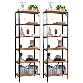 Kit 02 Estantes Livreiro Multiuso Trento Estilo Industrial 180Cm Demolição Preto - Abmaza