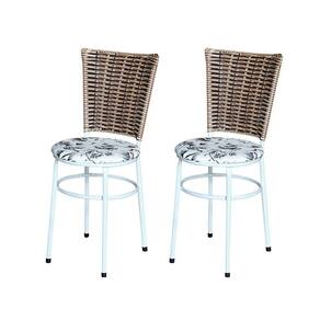 2 Cadeiras Branca Para Cozinha Hawai Avelã Assento Floral Cor:floral Branco