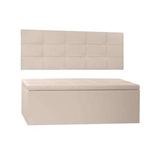 Kit Painel E Calçadeira Baú Solteiro 0,90m Roma Corano Bege - Pallazio