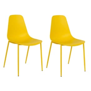 Kit C- 2 Cadeiras Miami C- Assento Em Polipropileno E Base Em Aço Pintado Fratini Amarelo