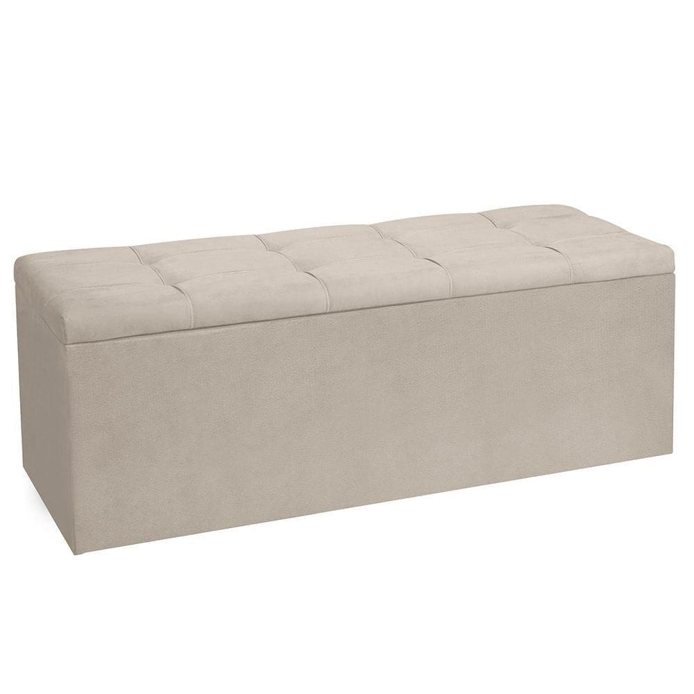 Calçadeira Recamier Baú King 1,95m Roma Suede - Pallazio Cor Bege