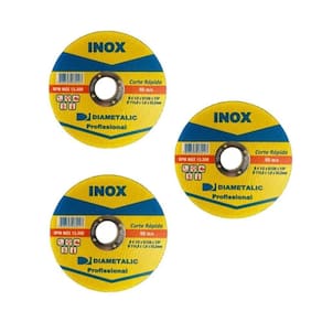 Kit 3 Disco Corte Rápido Fino Aço Inox 115X22Mm