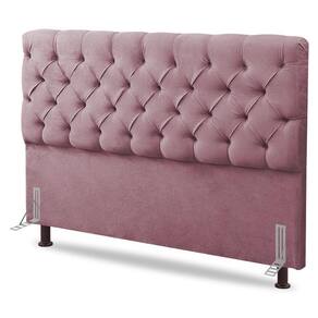 Cabeceira Cama Box Casal King Size Lylla 195cm Capitonê Com Frame Veludo Rosê - Abmaza