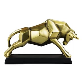 Touro Dourado Geométrico 31cm - Resina Animais