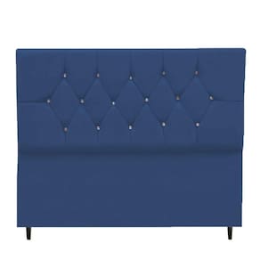 Cabeceira Cama Box Queen 160 Cm Geovana Suede Azul Marinho