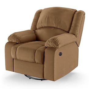 Poltrona Do Papai Reclinável Melim Glider Giratória Usb Sintético Pu Fh1 - D`rossi Cor Caramelo