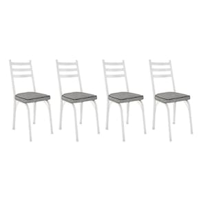 Kit 4 Cadeiras De Cozinha Luisiana Estampado Grafiato Pés De Ferro Branco