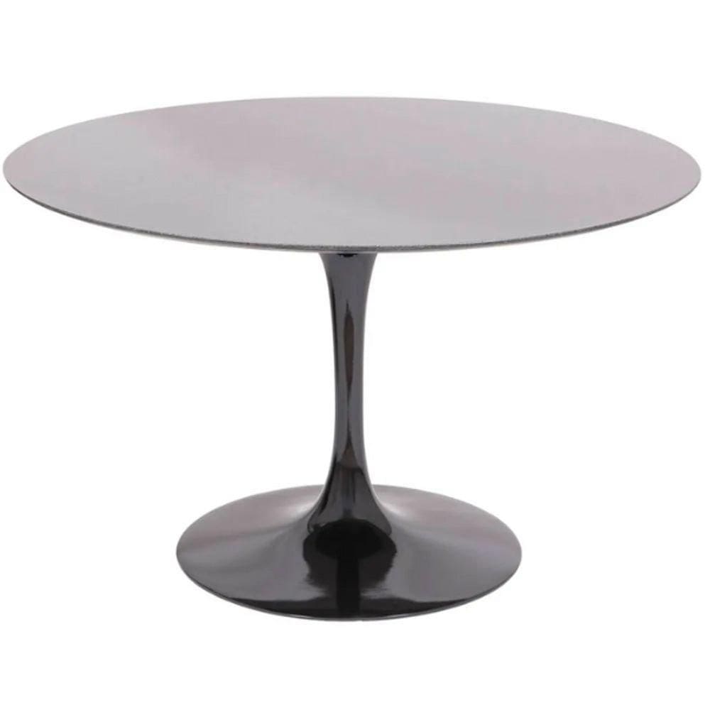 Mesa De Jantar Tulipa Saarinen Redonda 130 Cm Tampo Laqueado Cores Preto