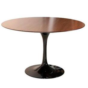 Mesa De Jantar Tulipa Saarinen Redonda 160 Cm Tampo Imbuia Base Preta