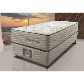 Cama Box Solteiro Colchão Euro + Box 88x188x71 Molas Ensacadas Cama Inbox Ocean Bege