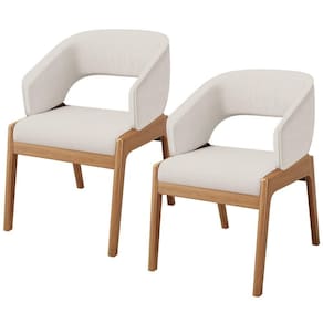 Kit 02 Cadeiras De Jantar E Estar Living Estofada Lince L02 Linho Cru