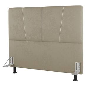 Cabeceira Cama Box Solteiro Amber 90cm Estofada Suede Bege - Abmaza