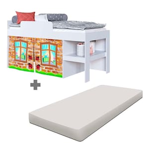 Cama Infantil Elevada Cabaninha com Colchão Solteiro Branco Imaginação Art In Móveis