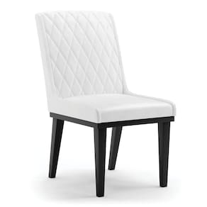 Cadeira Sala De Jantar Base Madeira Preto Sofia Sintético Pu Branco D03 - D`rossi