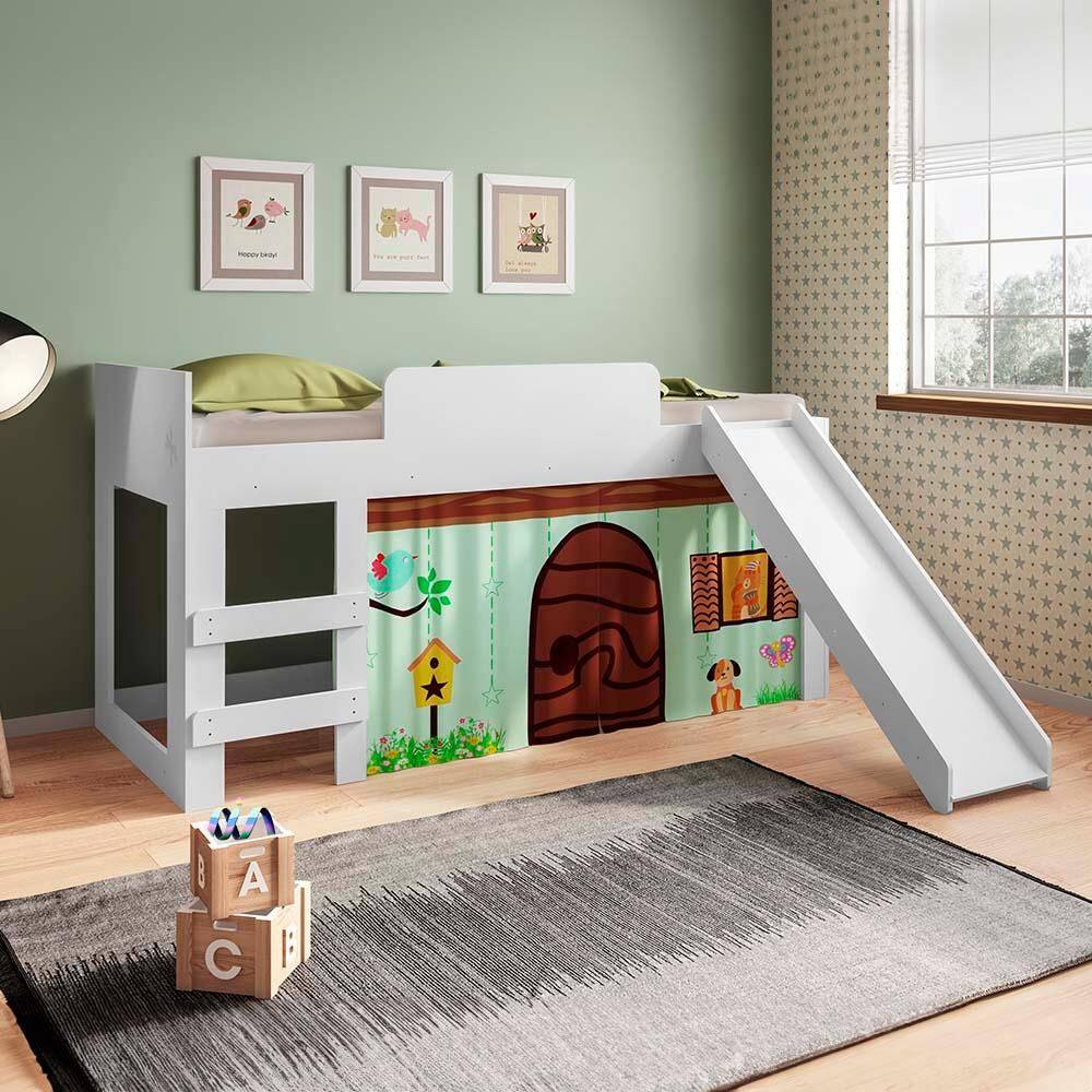Cama Cabana Escorrega Solteiro Branco Jm Móveis - Branco
