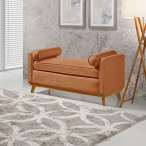 Recamier Italia 1,50m Com Base Madeira Linho Sofatec Tijolo