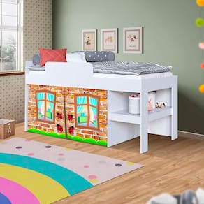 Cama com Colchão com Cortina Cabaninha Branco Alegrete Jm Móveis