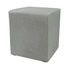 Puff Zelda Quadrado Multiuso 43x43x43cm Tecido Suede Velusoft Cinza