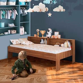 Cama Infantil Solteiro com Nichos Nogal Sunset Jm Móveis