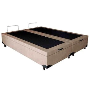 Cama Box Baú King Bipartido Suede Sereneprime Bege 192x203x44