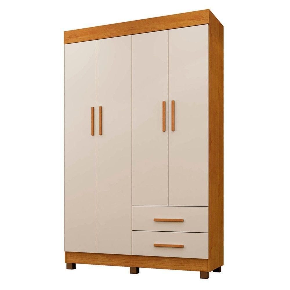 Guarda Roupa Copacabana New 4 Portas 2 Gavetas Benetil Móveis Cinamomo Com Off White