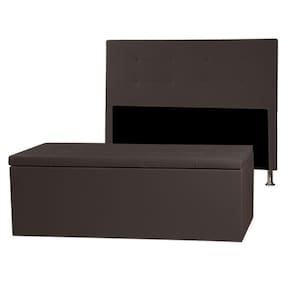 Kit Cabeceira E Calçadeira Baú Casal 1,40m Berlim Corano Marrom - Pallazio