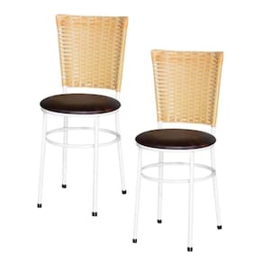 2 Cadeiras Para Mesa Branca Hawai Palha Cor:marrom