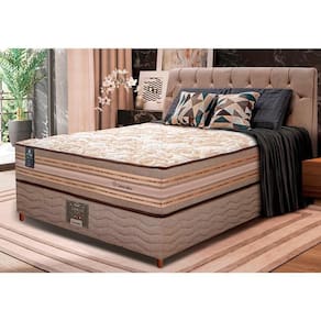 Cama Box Casal Colchão Pillow In + Box 138x188x72 Molas Ensacadas Cama Inbox Duo Linem Bege
