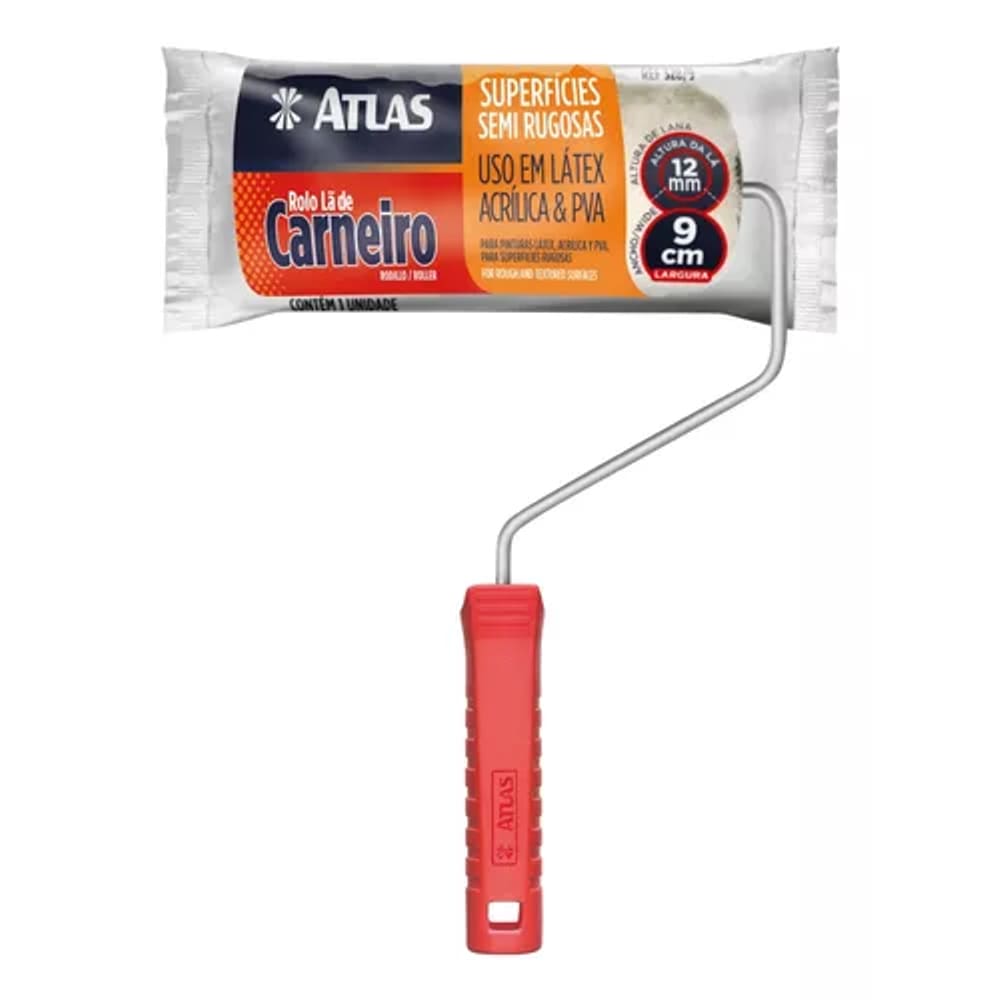 Rolo la de carneiro 9cm Atlas  com cabo