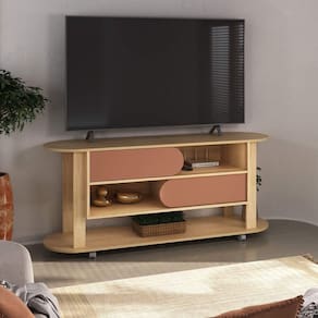 Rack Mundi Tv 65 2 Portas 2 Prateleiras Naturale / Terracota
