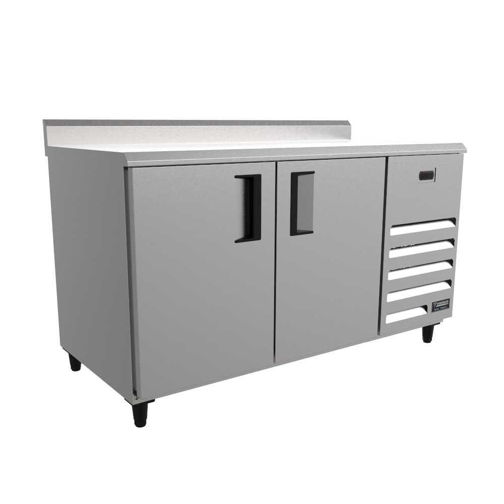 Balcão de Serviço Refrigerado 1,50 Metros Inox com Borda e Espelho VBSR15 220V - Venâncio