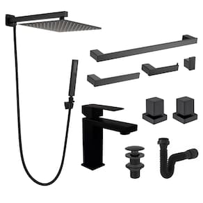 Kit Black Acessórios Lavatório Banheiro Completo Luxo Preto