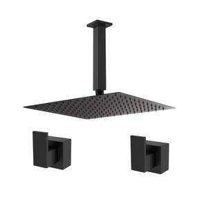Kit Ducha 25x25 Slim De teto+acabamento registro Black Matte