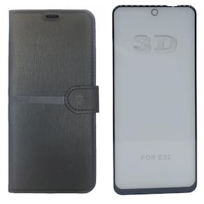 Kit Capa Carteira Compatível Com Motorola E32 + Película 3D