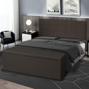 Kit Painel E Calçadeira Baú Solteiro 0,90m Roma Corano - Pallazio Cor Marrom