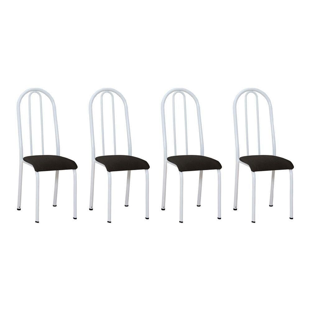 Kit 4 Cadeiras De Cozinha Flórida Estampado Preto Pés De Ferro Branco