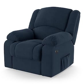 Poltrona Do Papai Reclinável Melim Power Elétrica Usb Veludo Fh1 - D`rossi Cor Azul