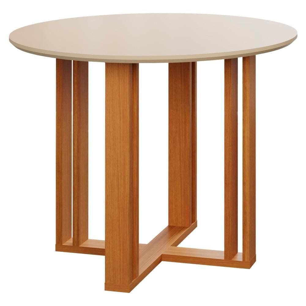 Mesa Redonda Para Sala De Jantar 93X93 Tampo De Mdf Flora Cimol Nature/Off White Nature/Off White
