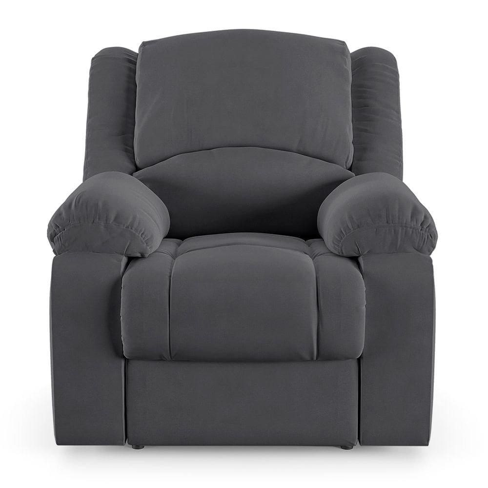 Poltrona Do Papai Reclinável Sala De Cinema Barcelona Touch Usb Veludo Cinza Grafite