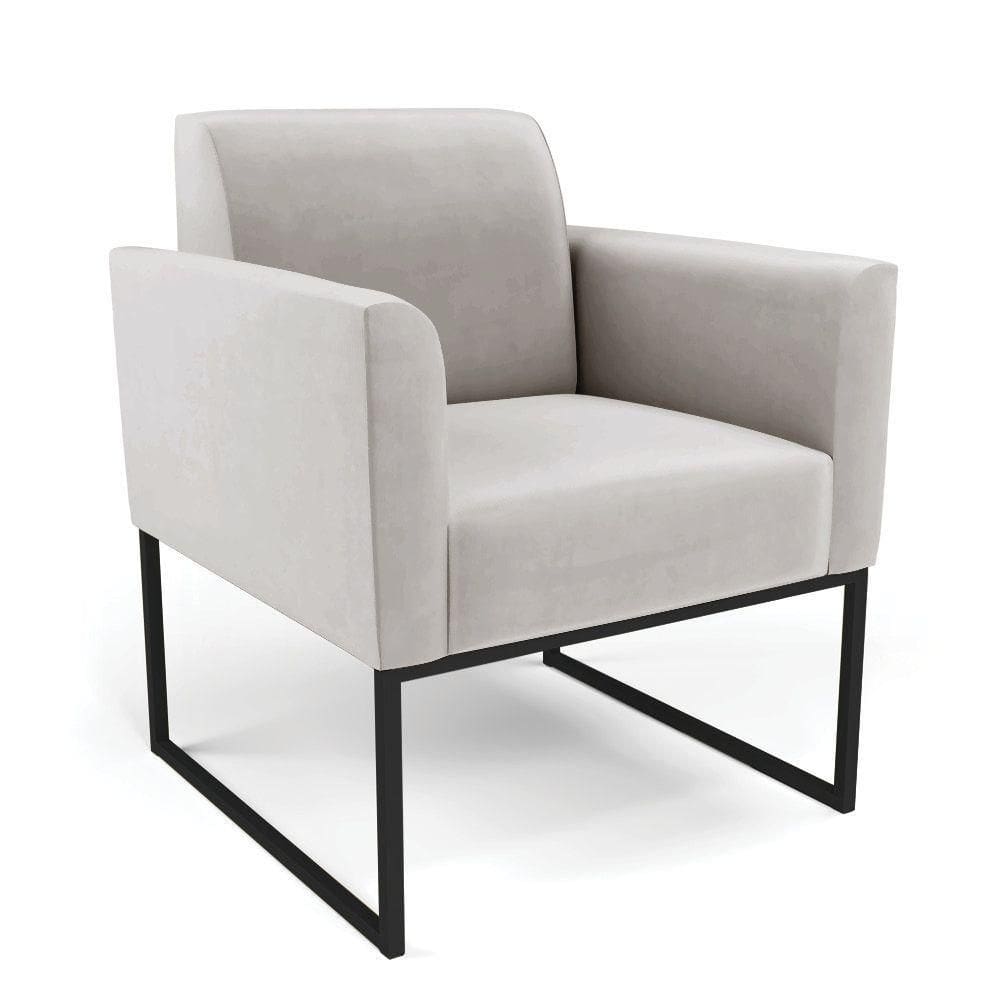 Poltrona Base Industrial Preto Marisa Veludo Cinza D03 - D`rossi