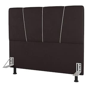 Cabeceira Cama Box Casal Queen Size Amber 160cm Estofada Linho Marrom - Abmaza