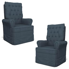 Kit 02 Poltronas De Amamentação E Descanso Com Balanço Laís G05 Linho Azul - Mpozenato