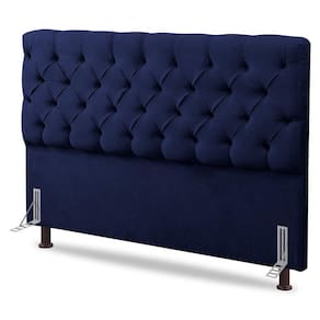 Cabeceira Cama Box Solteiro Lylla 90cm Capitonê Com Frame Suede Azul Marinho - Abmaza