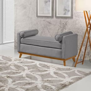 Recamier Italia 1,50m Com Base Madeira Linho Sofatec Prata
