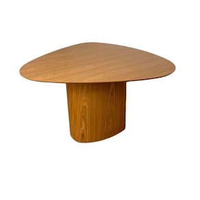 Mesa De Jantar Cone Orgânica Redonda 100x103 Cm Base Freijó Tampo Freijó